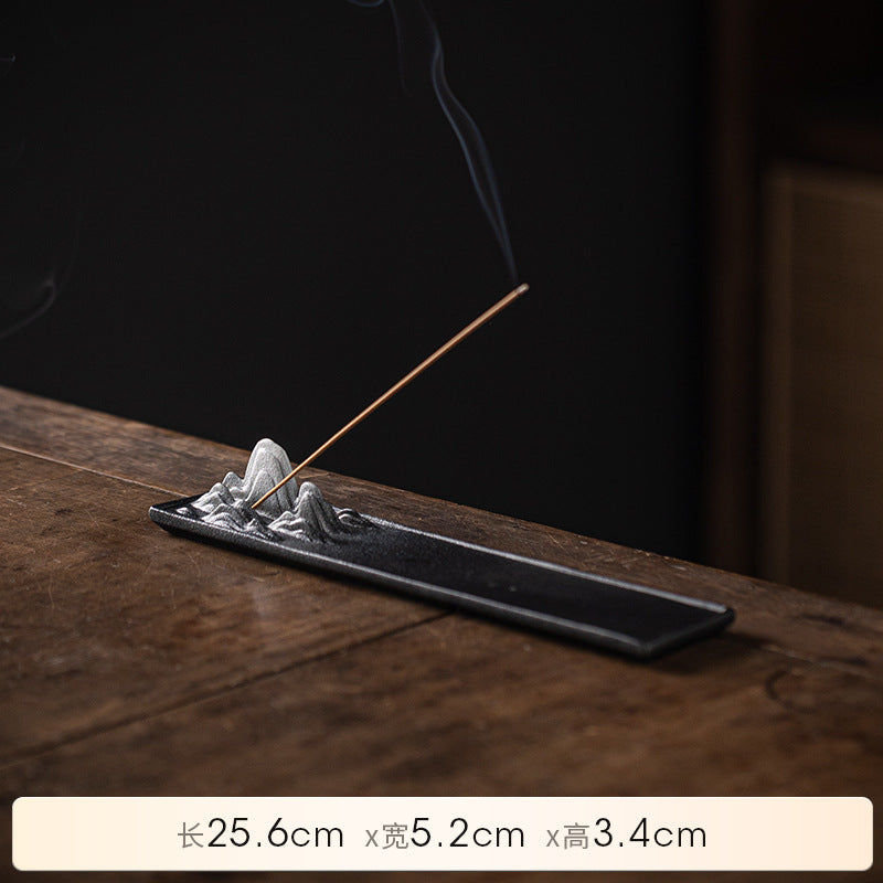 Black mountain ceramic incense holder without base 25.6 cm long