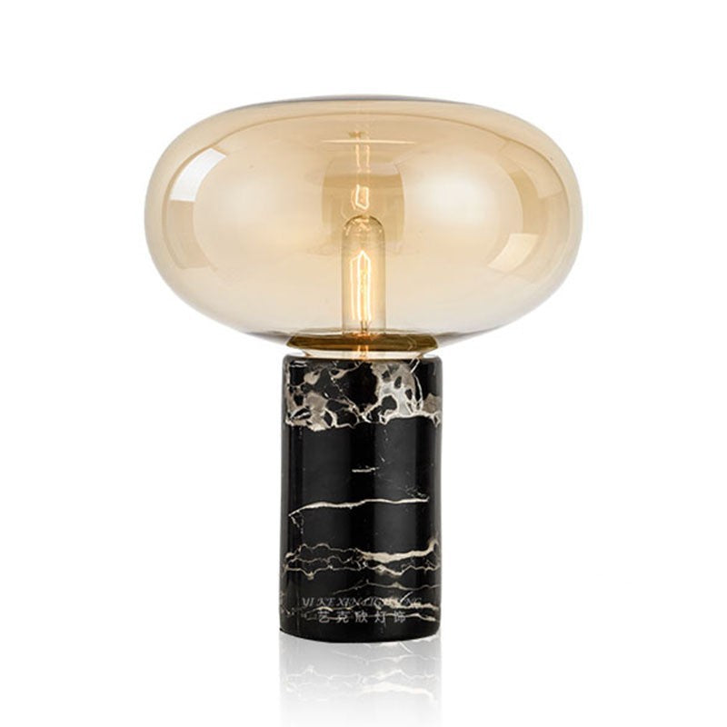 Small smoked glass marble table lamp product view