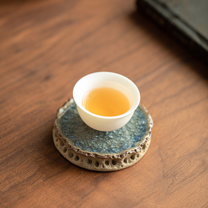 Handcrafted Scholar Taihu Stone Ceramic Teacup Coaster & Teaware Tray - 12cm Teaware Accessories