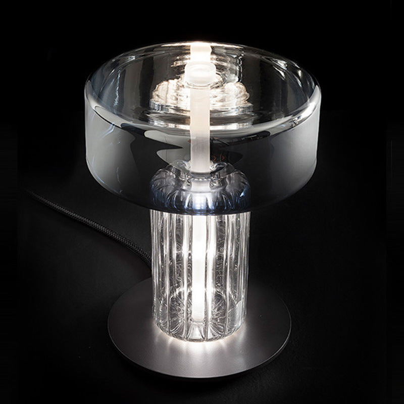 Modern smoke grey glass table lamp in living room