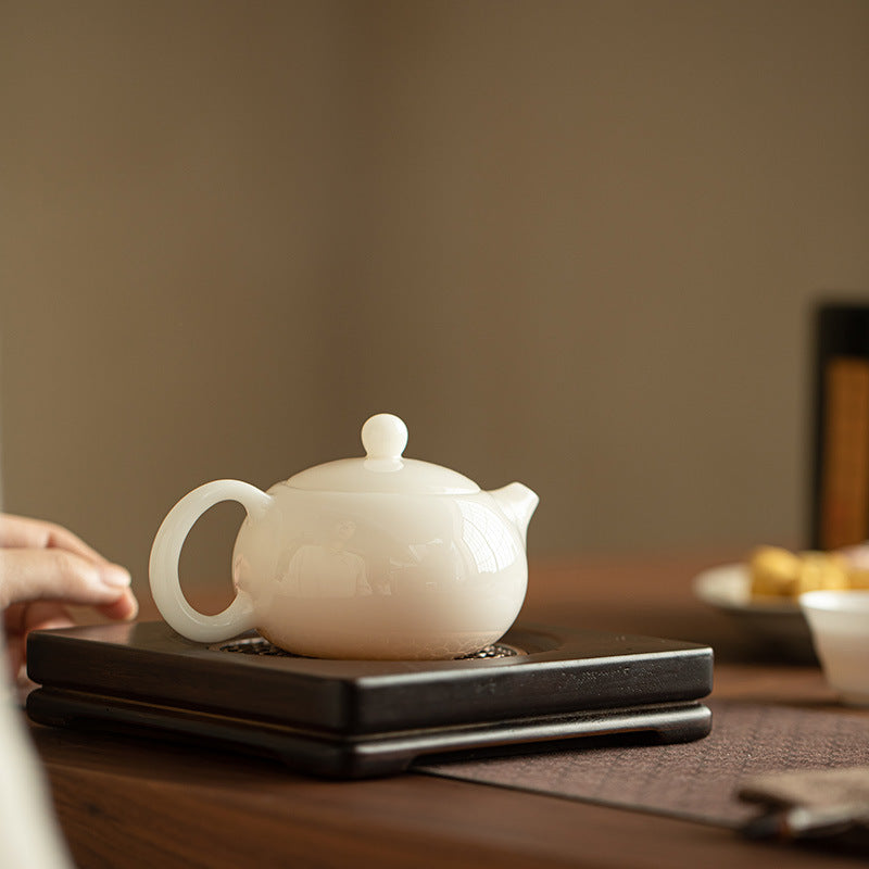 Handcrafted Dehua Ice-Grade Mutton Fat Jade White Porcelain Xishi Teapot with Built-in Ball Filter - 200ml Gongfu Tea Pot
