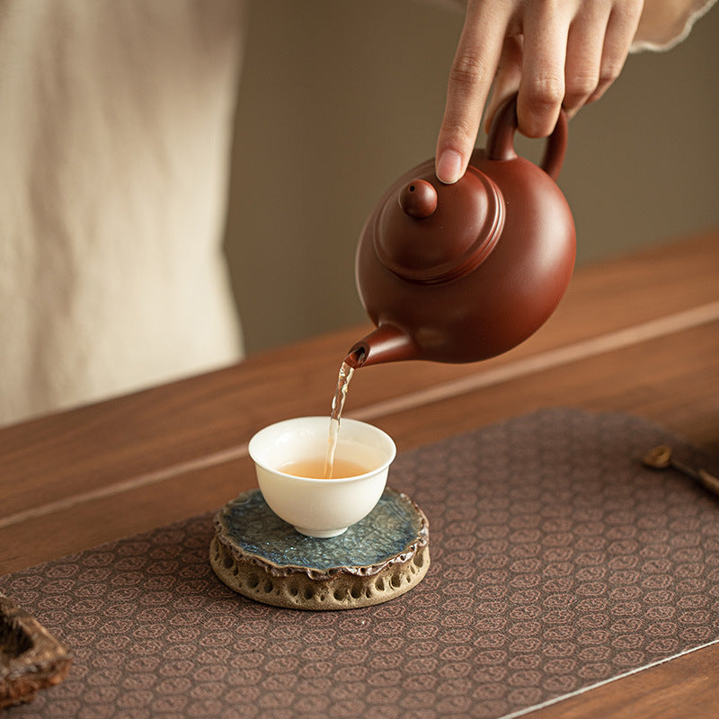 Handcrafted Scholar Taihu Stone Ceramic Teacup Coaster & Teaware Tray - 12cm Teaware Accessories
