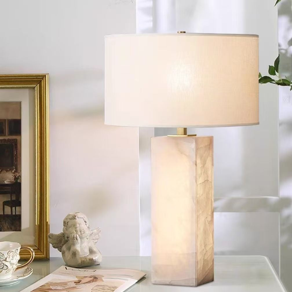 Cloud stone column table lamp styled in bright living room