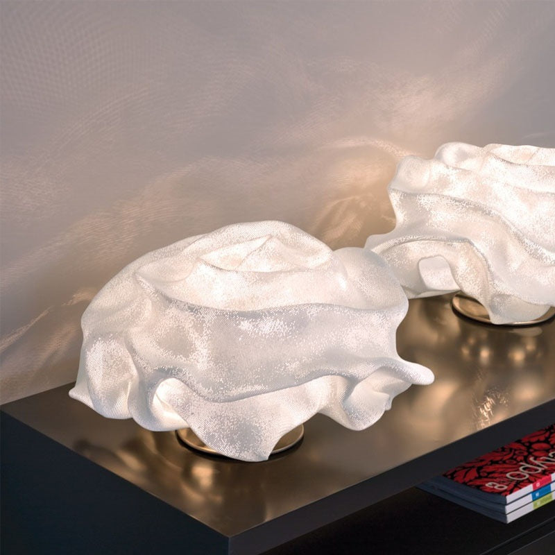 Organic layered sculptural light used as decorative table lighting