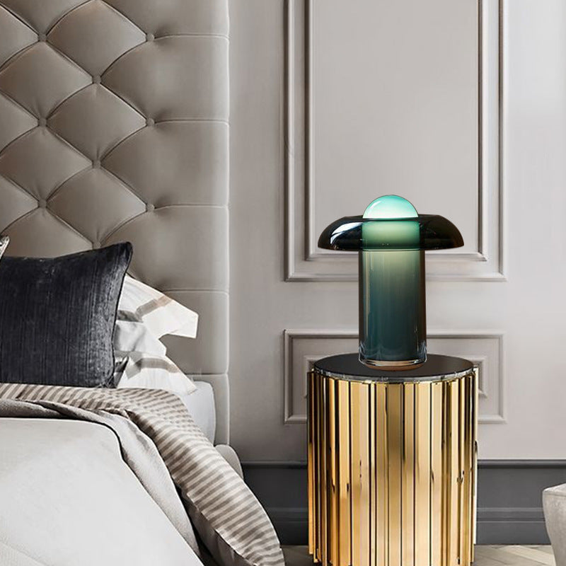 Nordic green glass mushroom table lamp styled on console
