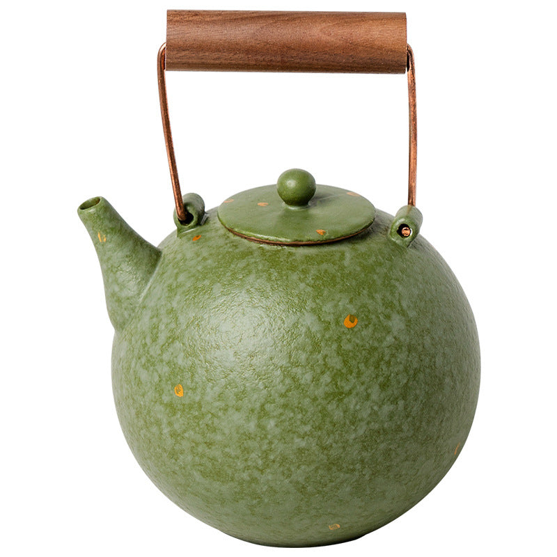 Authentic Cyan-Orange Gold-Fleck Fenggu Beam Hearthside Boiling Tea Kettle - 380ml Teaware