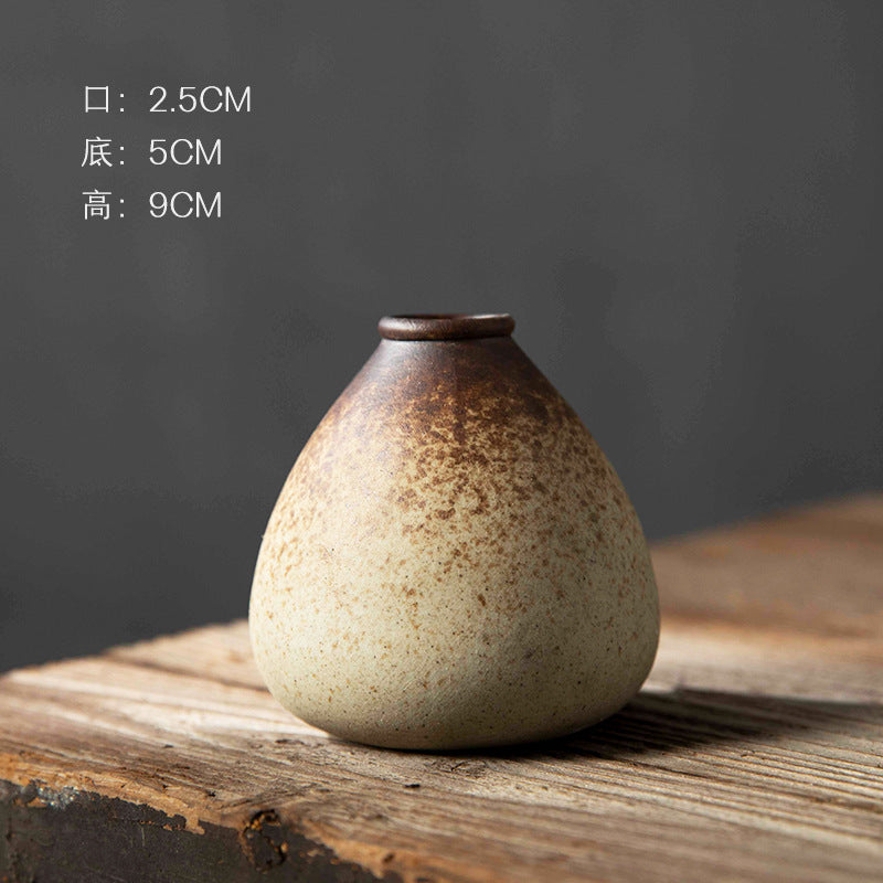 Pear-shaped brown-to-cream mini ceramic vase 9 cm high