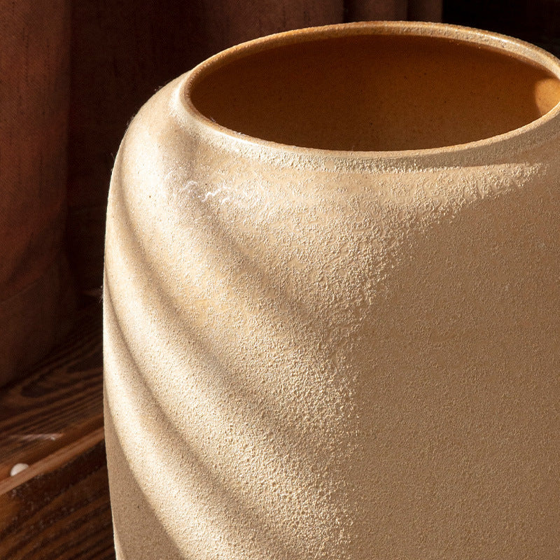 Beige sand-texture ceramic floor vases styled with dried flowers