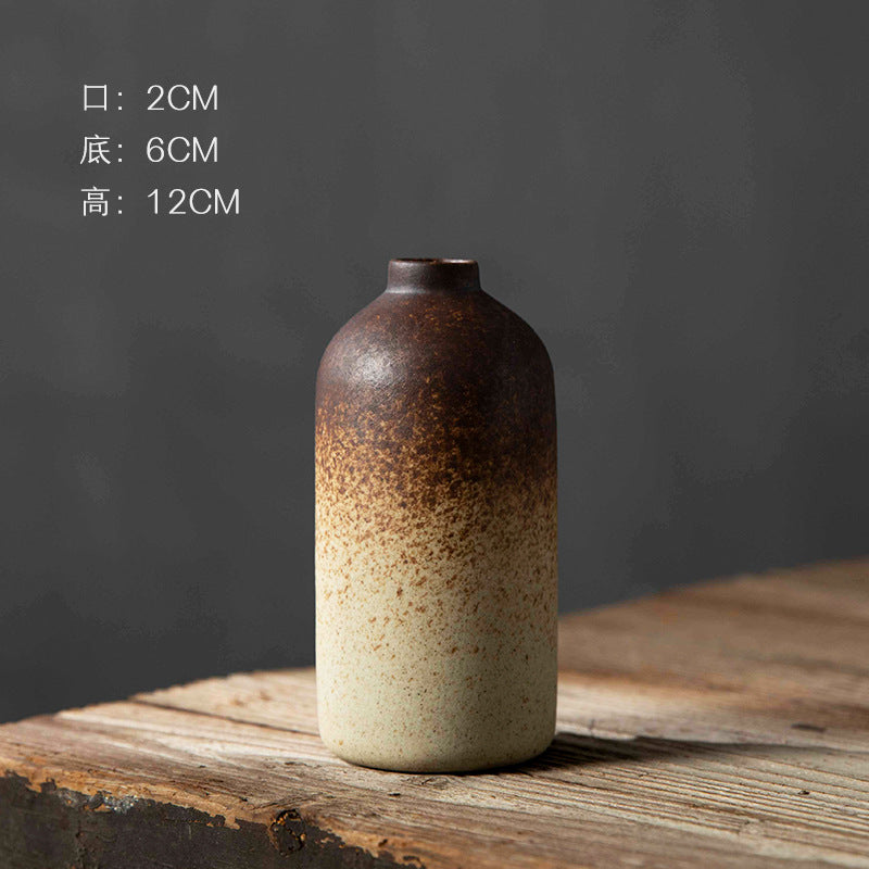 Tall brown-to-cream mini bottle vase 12 cm high