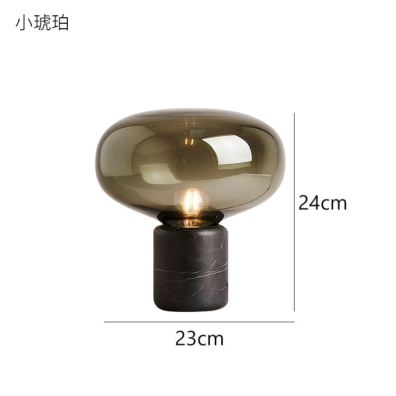 Smoked grey marble table lamp in modern bedroom