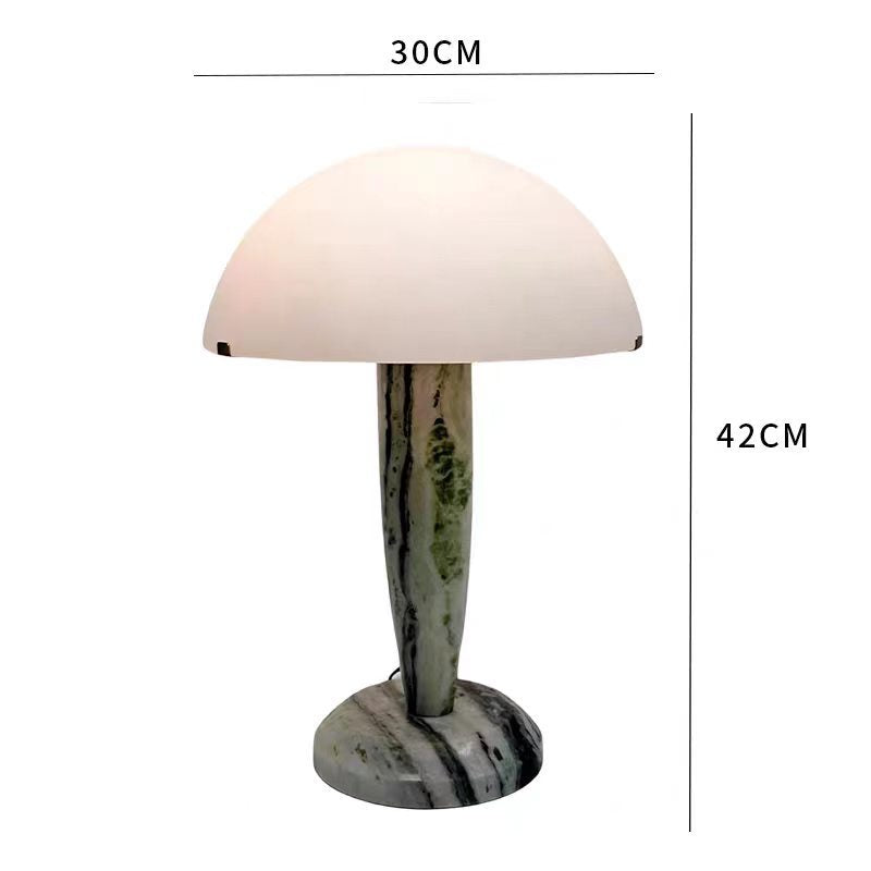 Green jade marble mushroom lamp dimensions 30 cm by 42 cm