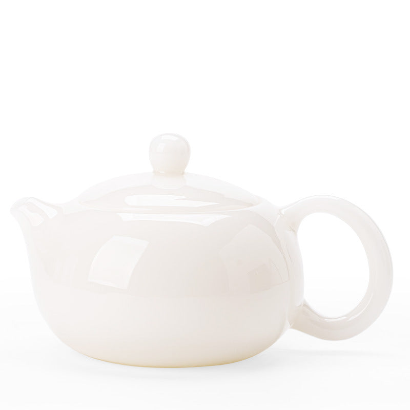 Handcrafted Dehua Ice-Grade Mutton Fat Jade White Porcelain Xishi Teapot with Built-in Ball Filter - 200ml Gongfu Tea Pot