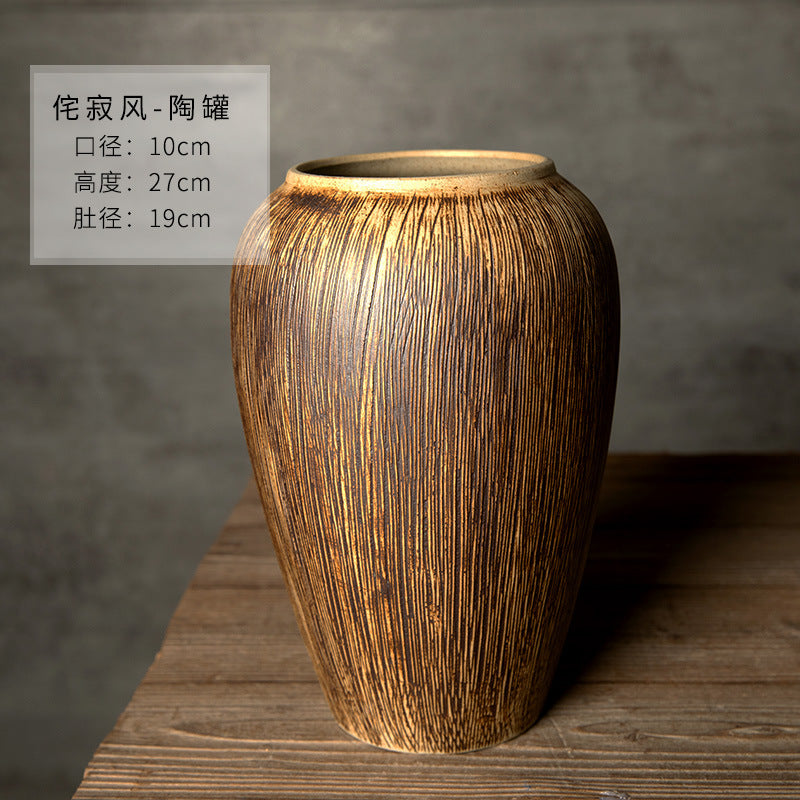 Bronze brown brushed ceramic vase medium 27 cm size