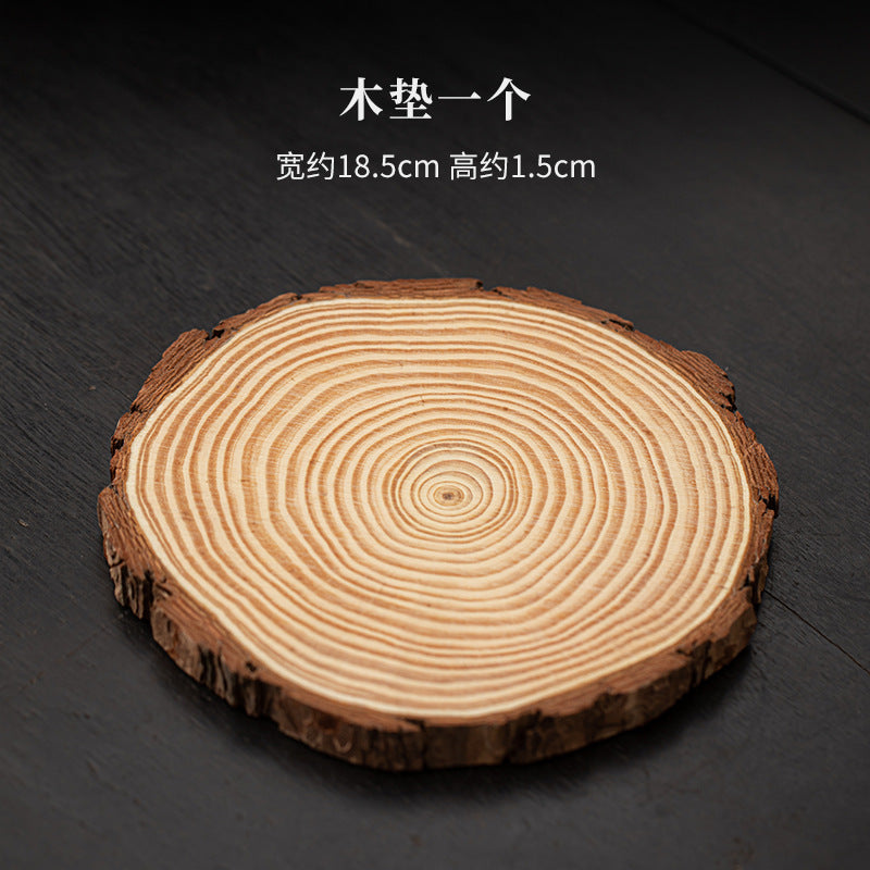 Natural tree slice wood coaster for ceramic ritual fireplace