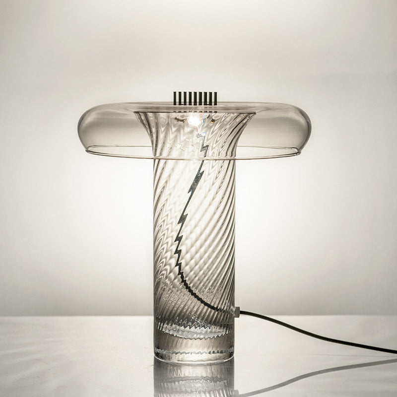 32cm by 42cm transparent twisted glass LED table lamp front view