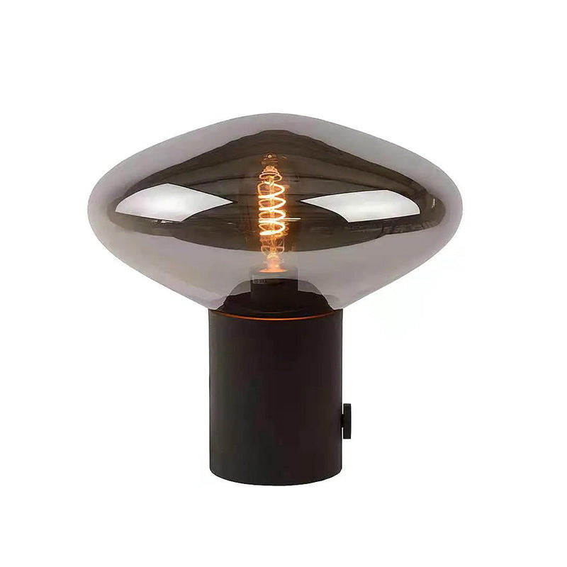 35cm wide smoked glass UFO table lamp front view