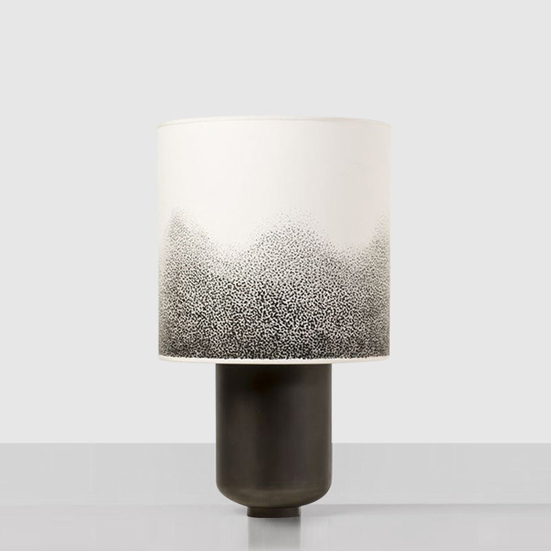 Modern monochrome table lamp with cylindrical black metal base