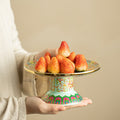 Authentic Jingdezhen Hand-Painted Enamel High-Foot Pedestal Teaware Tray & Fruit Plate - 18cm Teaware Accessories