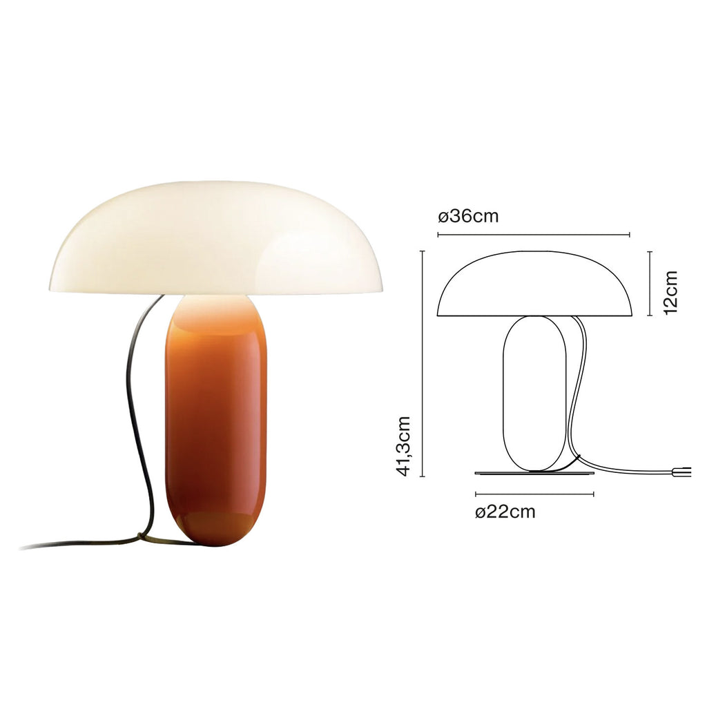 Large opal and orange sculptural table lamp 36cm by 41.3cm