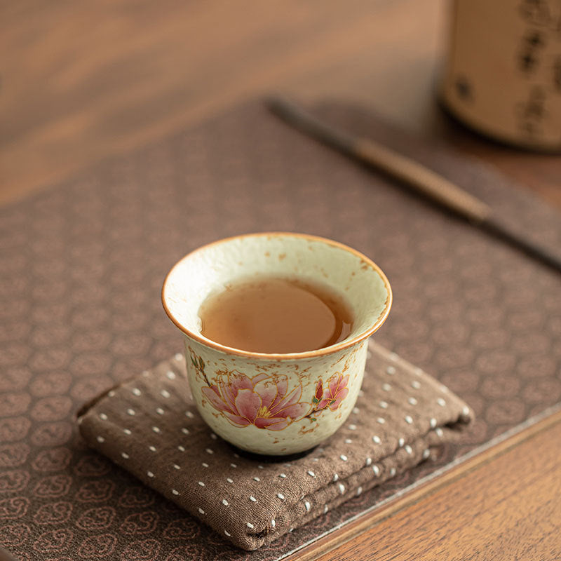 Authentic Jingdezhen Flint Red Blue & White Scalloped Master Tasting Cup - 80ml Gongfu Teacup