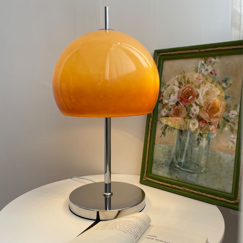 Milk white glass mushroom table lamp 30cm by 53cm