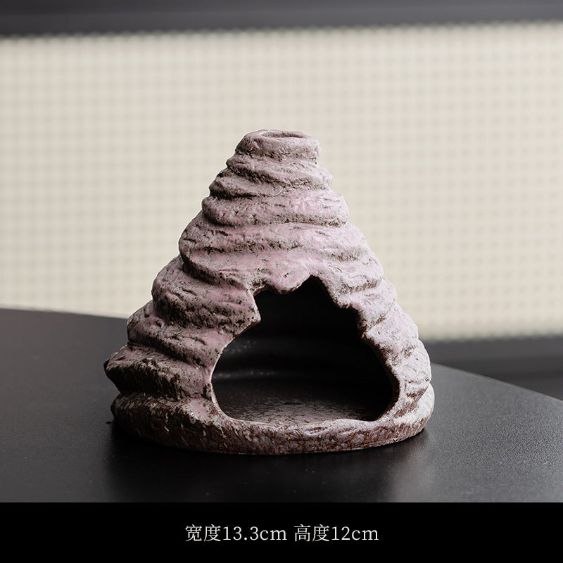 Dusty rose layered peak ceramic Palo Santo and sage burner 13.3 cm wide