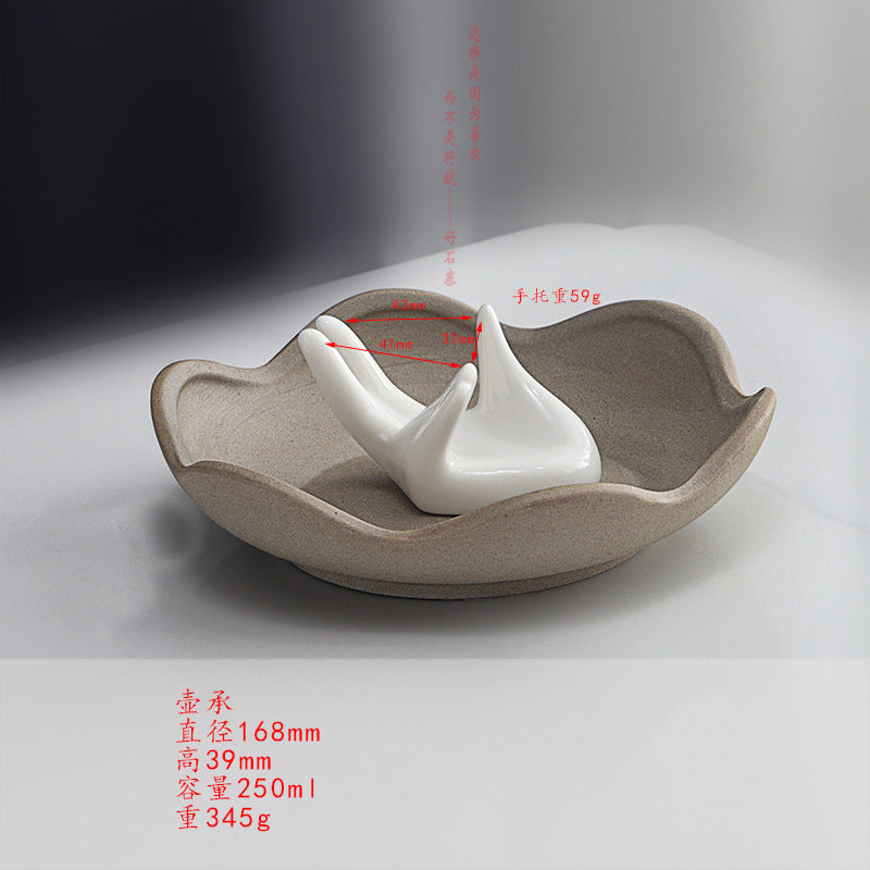 Lotus ceramic ritual tray 16.8 cm diameter with sculptural center