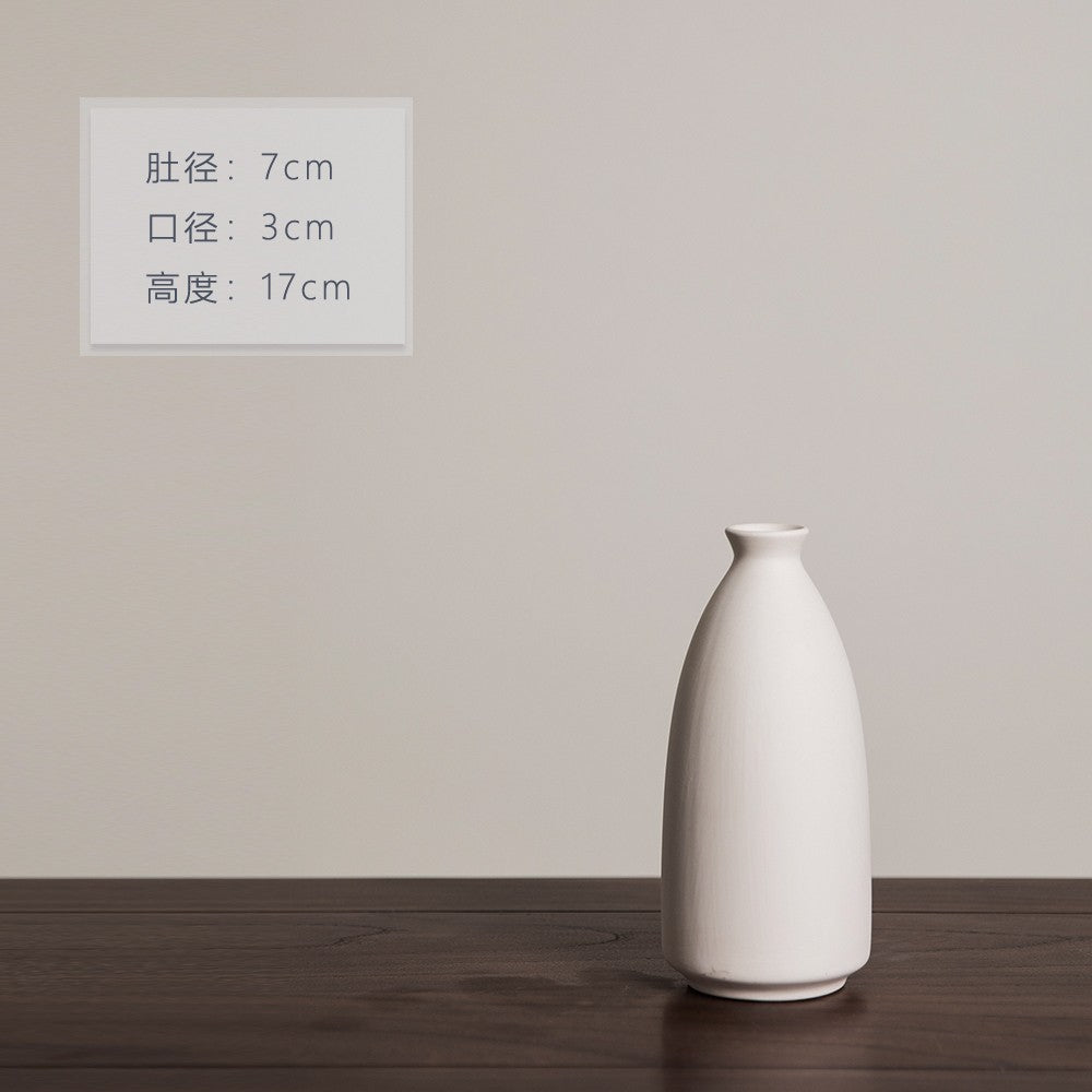 Matte ivory soft-shoulder ceramic bud vase, 17 cm high