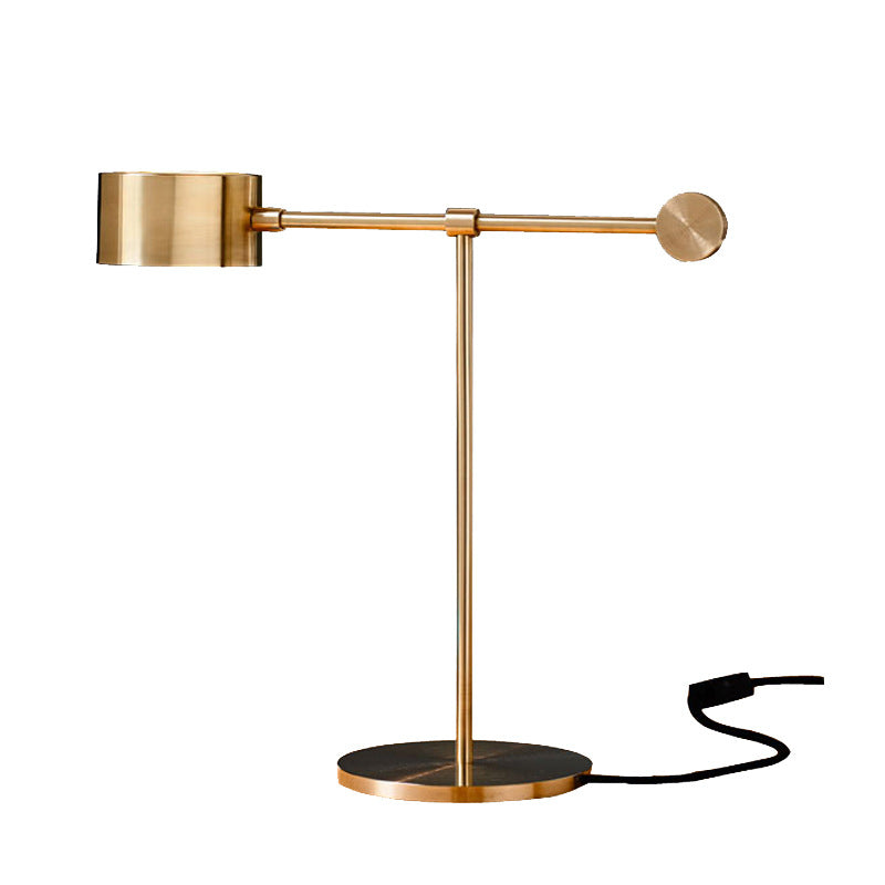 47cm wide gold LED table lamp side profile with round counterweight