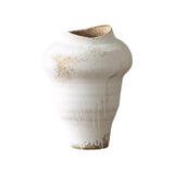 Aged White Asymmetrical Rustic Ceramic Vase – Wabi-Sabi New Chinese Style Rough Pottery Vessel