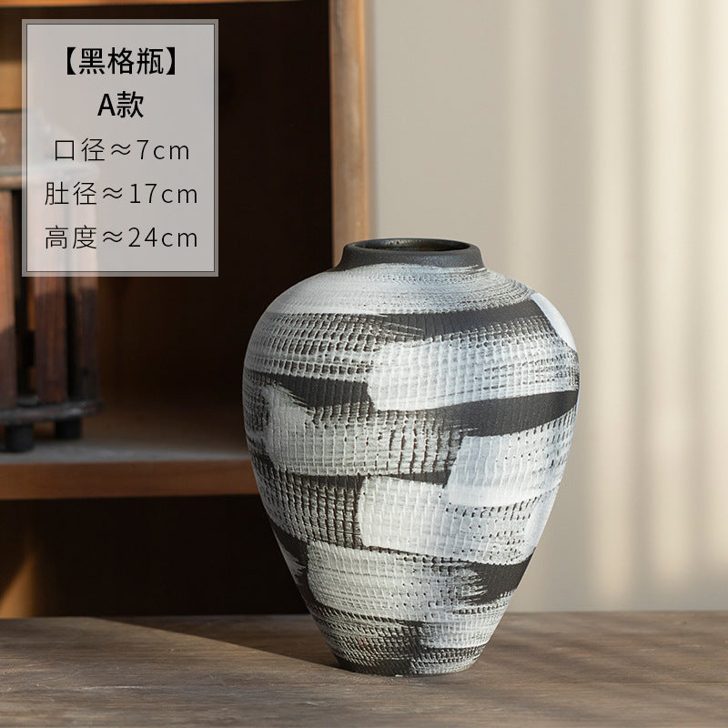 Black and white ceramic vase style A 24 cm high