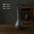 Charcoal black long-neck ceramic bud vase 20 cm high