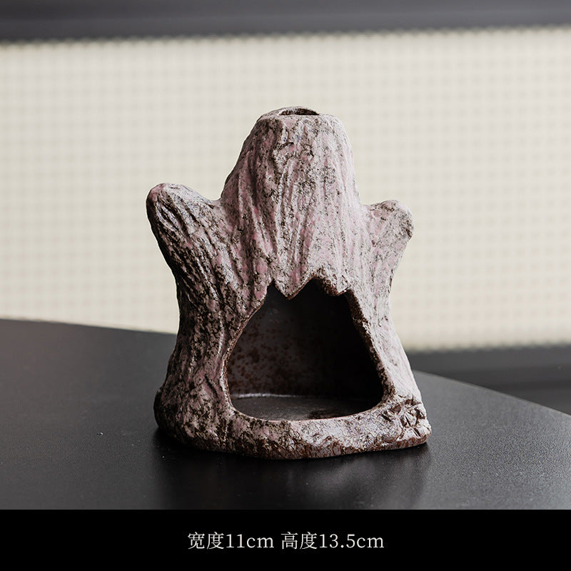 Dusty rose tree stump ceramic Palo Santo and sage burner 11 cm wide by 13.5 cm high