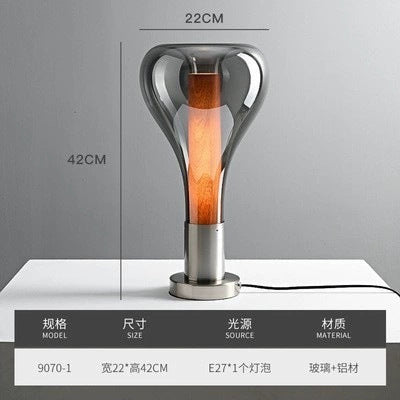 Glass capsule table lamp dimensions with ember-toned center