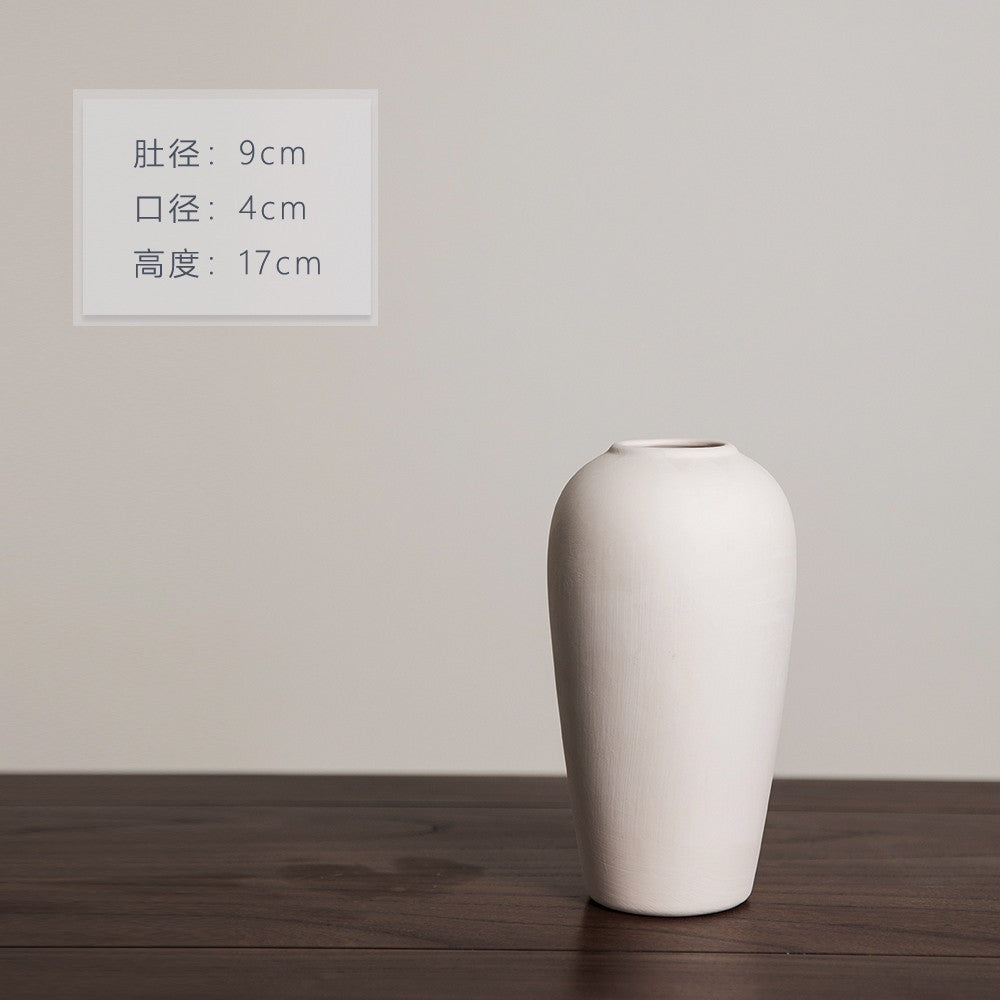 Matte ivory tall rounded mini ceramic vase, 17 cm high