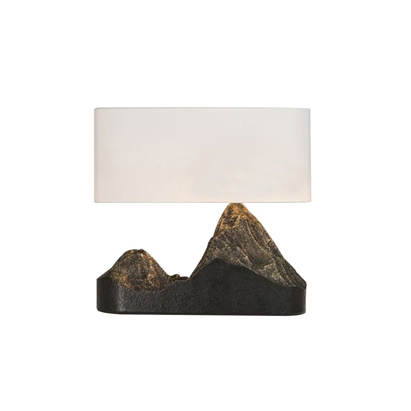 Textured resin mountain base detail on New Chinese table lamp