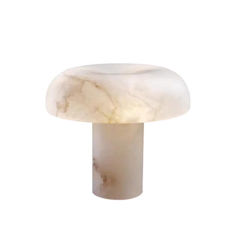 Marble glass mushroom bedside lamp close view