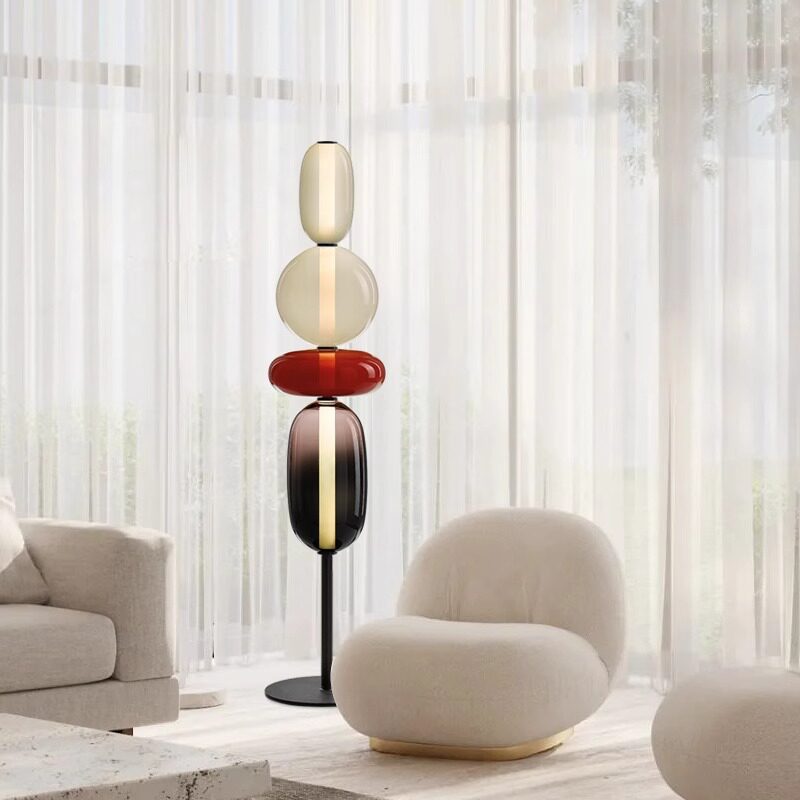Stacked glass pebble floor lamp designer variant view 13