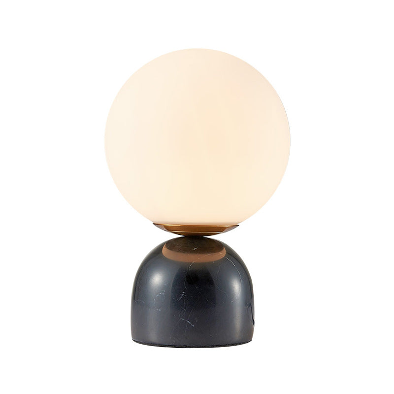 Black marble mini globe table lamp front view