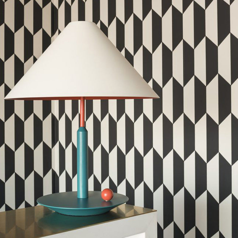Teal coral table lamp with circular tray base and ball accent