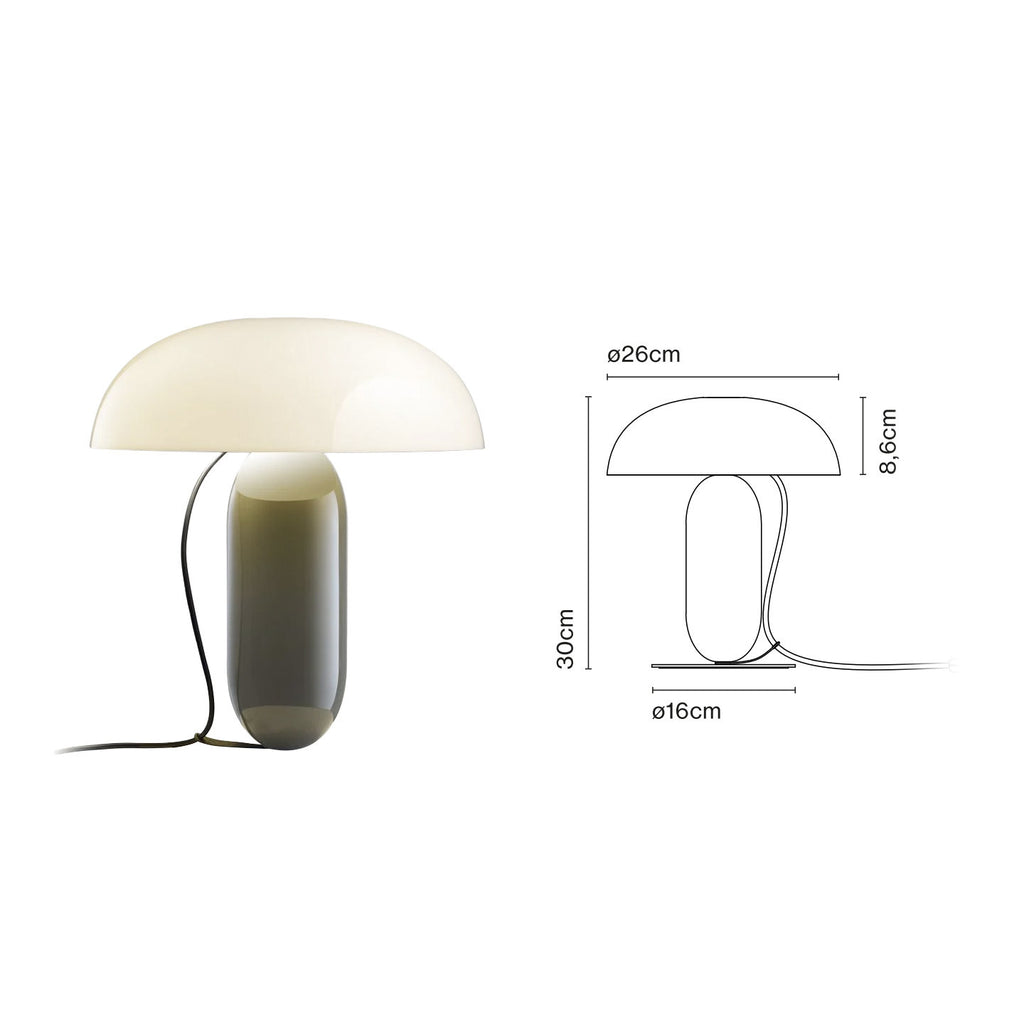 Small opal and brown grey dome table lamp 26cm by 30cm