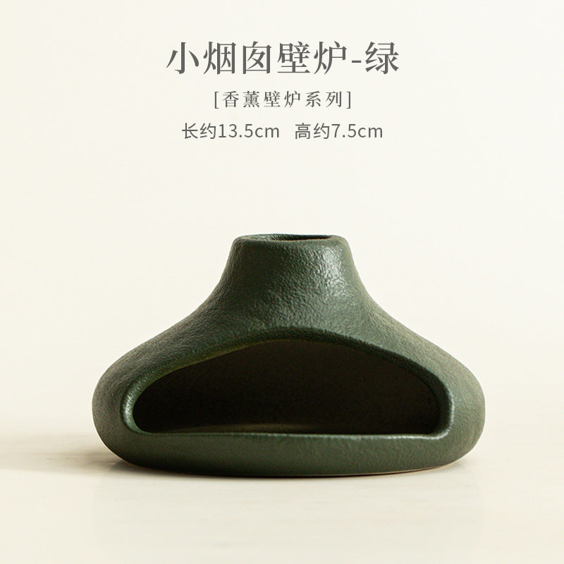 Forest green low chimney ceramic Palo Santo and sage burner
