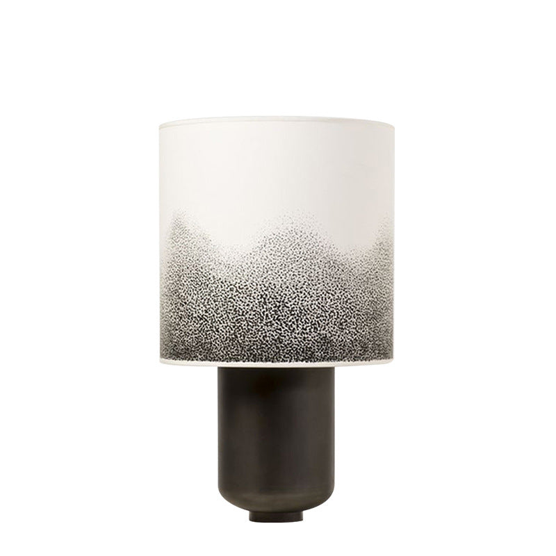 Gradient speckled fabric shade table lamp with matte black cylindrical base