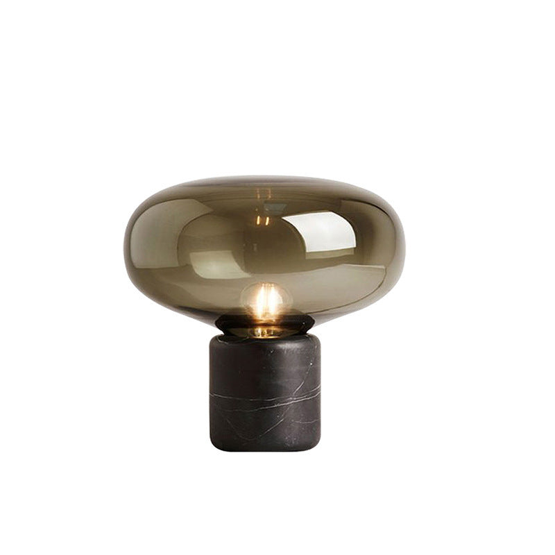 Modern marble and smoked glass mushroom lamp styling