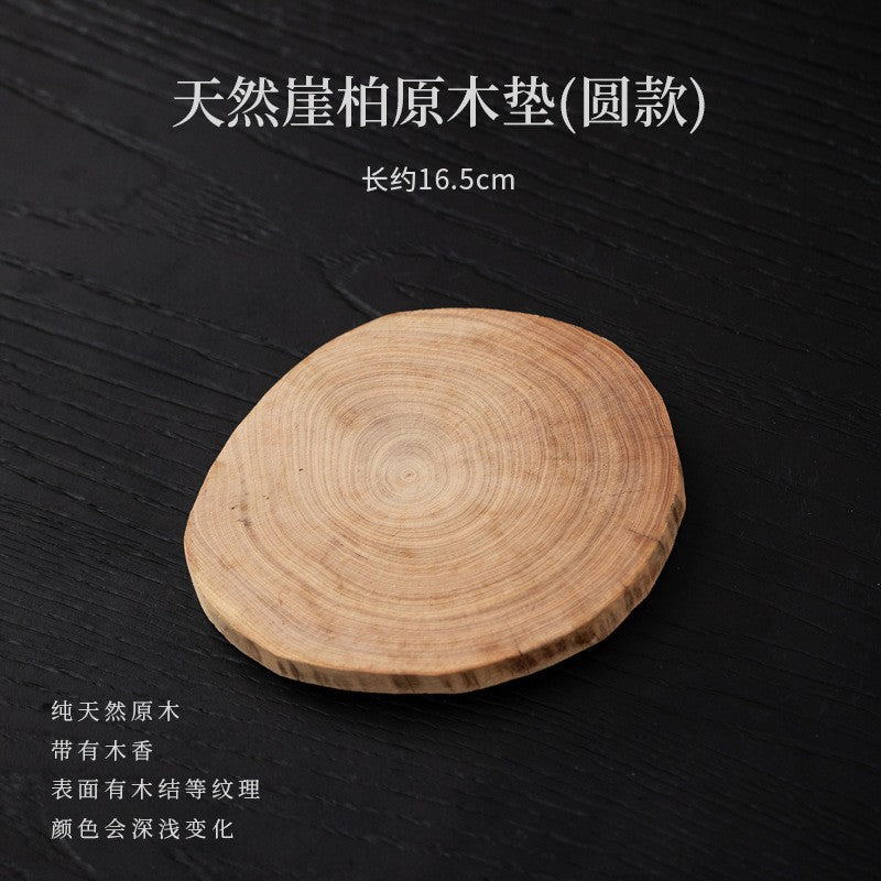 Natural round wood coaster approximately 16.5 cm for Christmas tree ceramic burner