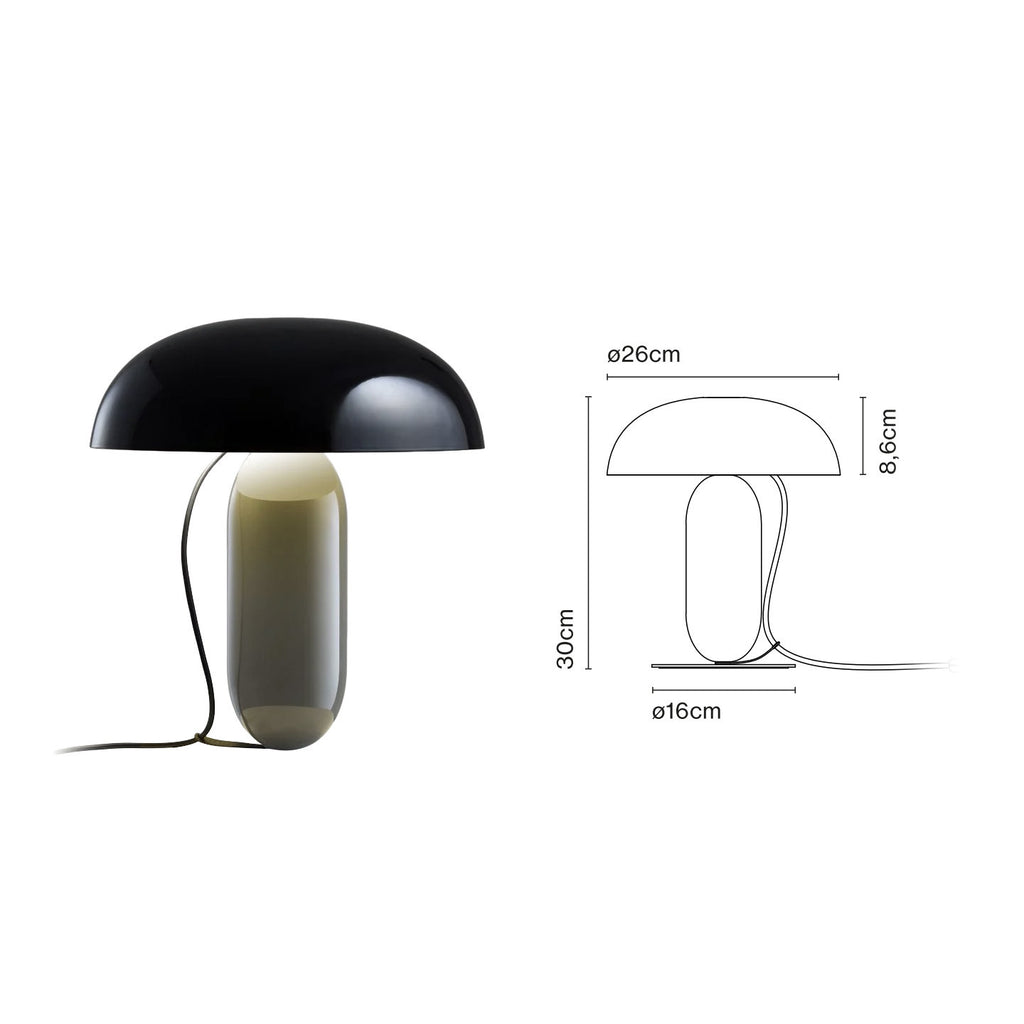 Small black and brown grey dome table lamp 26cm by 30cm