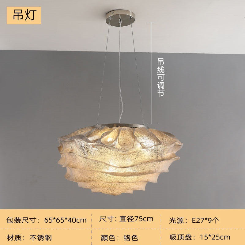 Large organic sculptural pendant light dimensions and ceiling suspension