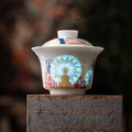 Dunhuang Cultural Creative Formless Buddha Iridescent Rainbow Halo Sancai Gaiwan - 160ml Porcelain Gongfu Tea Bowl