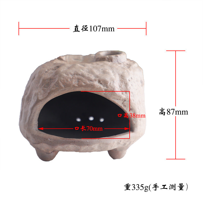 Natural stone cave incense and sacred wood burner front view