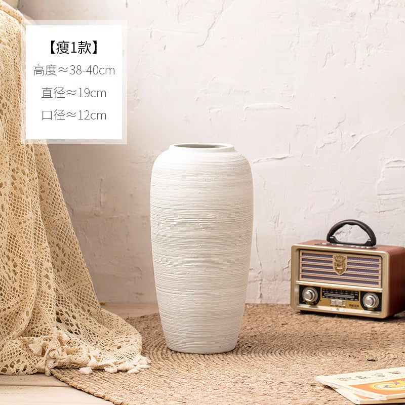 Ivory white slim floor vase 38 to 40 cm high